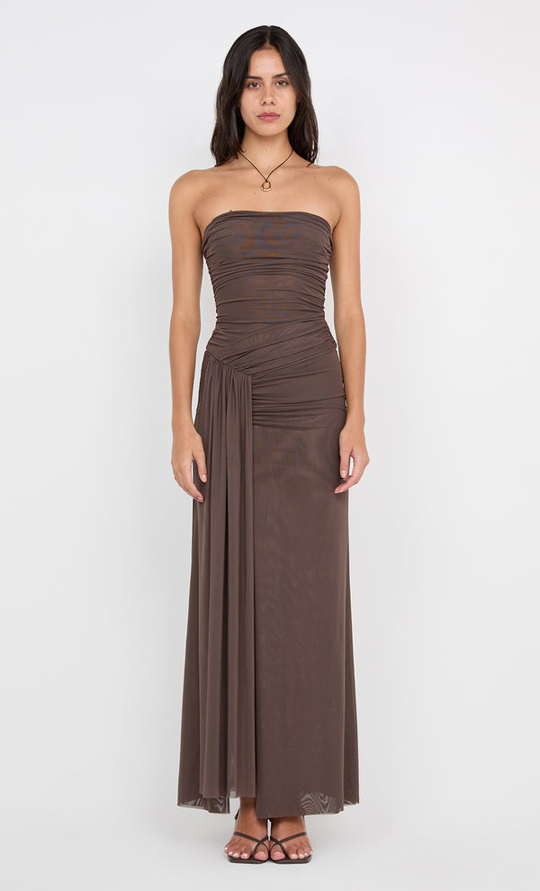 IDA STRAPLESS DRESS - MILK CHOCOLATE
