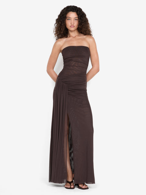 IDA STRAPLESS DRESS - MILK CHOCOLATE