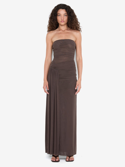 IDA STRAPLESS DRESS - MILK CHOCOLATE