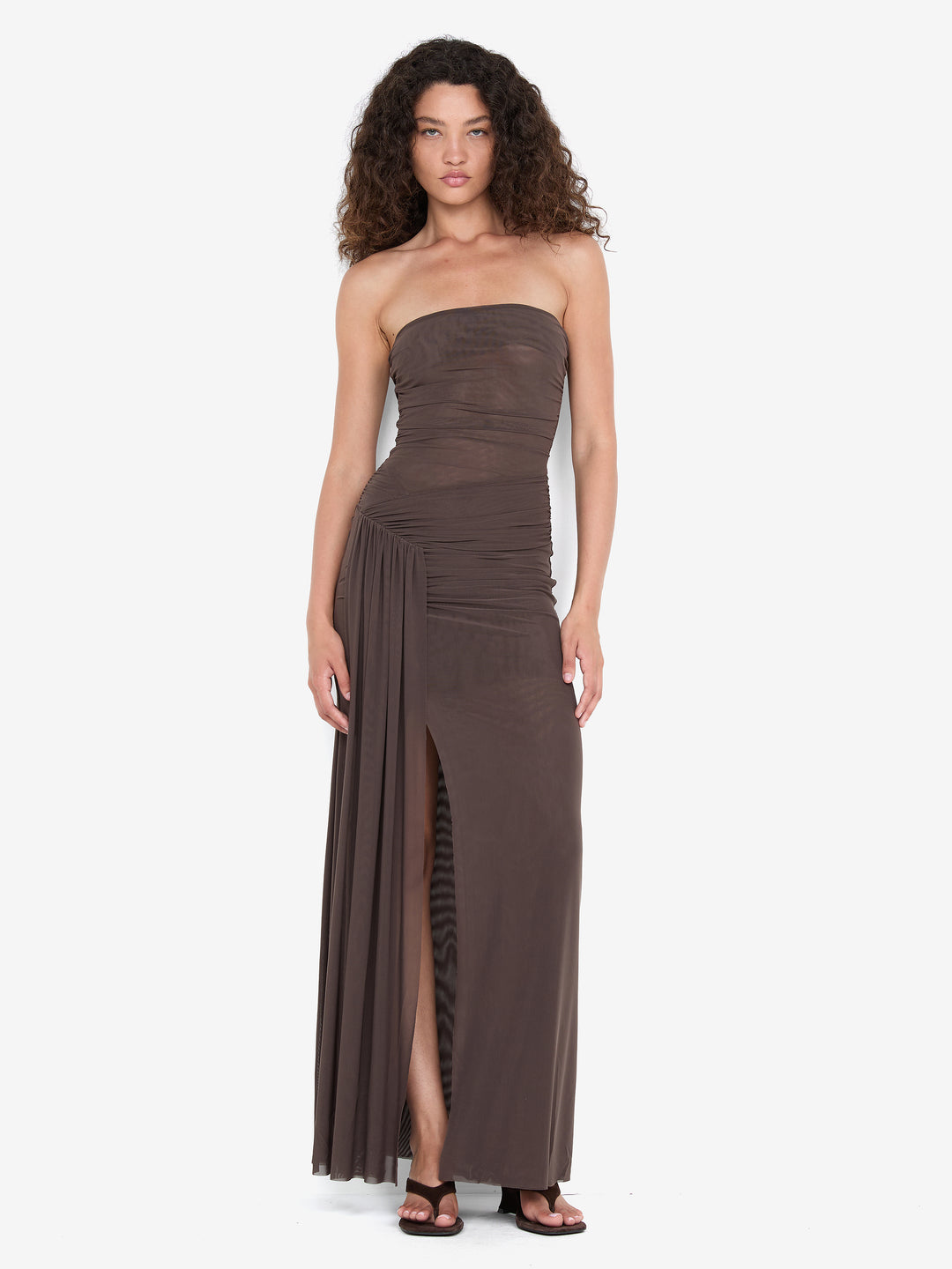 IDA STRAPLESS DRESS - MILK CHOCOLATE