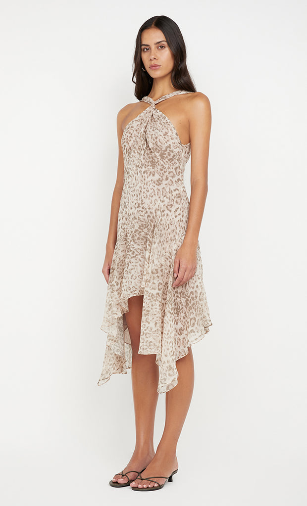 FELINE MIDI DRESS - FADED LEOPARD