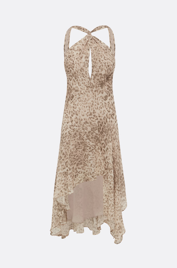 FELINE MIDI DRESS - FADED LEOPARD
