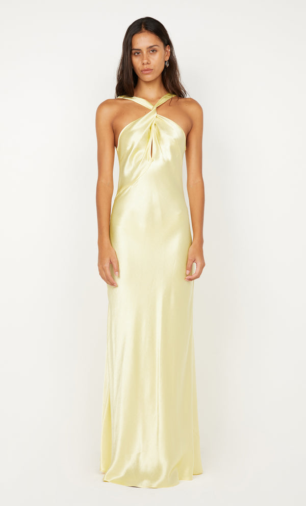 ELISIA TWIST MAXI DRESS - ICE YELLOW