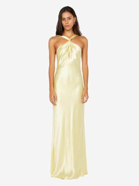 ELISIA TWIST MAXI DRESS - ICE YELLOW