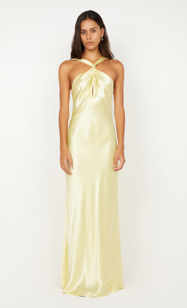 ELISIA TWIST MAXI DRESS - ICE YELLOW