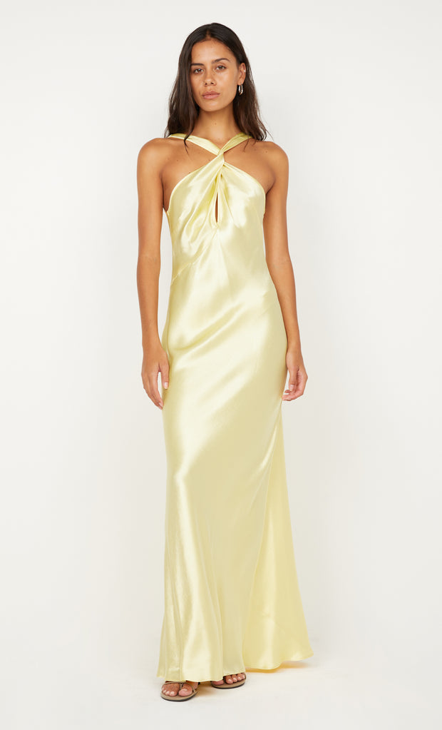ELISIA TWIST MAXI DRESS - ICE YELLOW