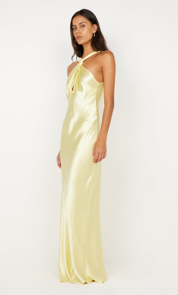 ELISIA TWIST MAXI DRESS - ICE YELLOW