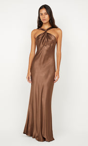 ELISIA TWIST MAXI DRESS - MILK CHOCOLATE