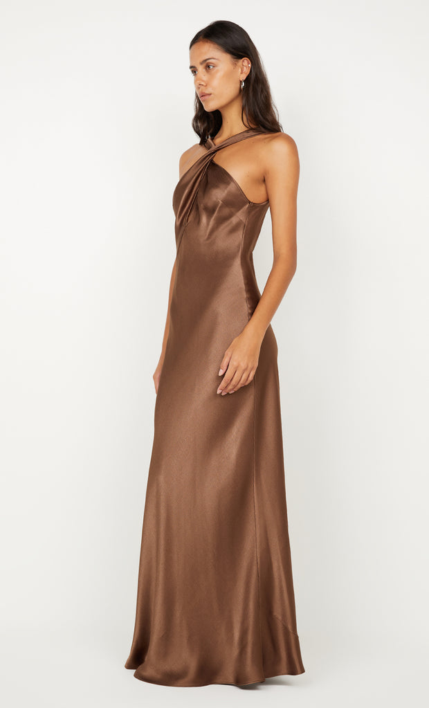 ELISIA TWIST MAXI DRESS - MILK CHOCOLATE
