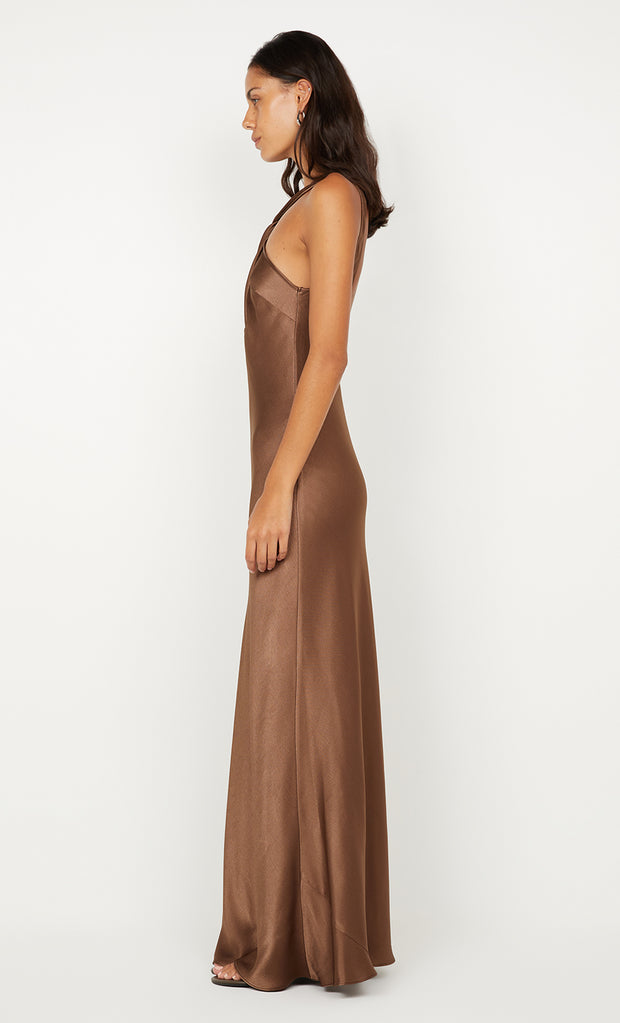 ELISIA TWIST MAXI DRESS - MILK CHOCOLATE