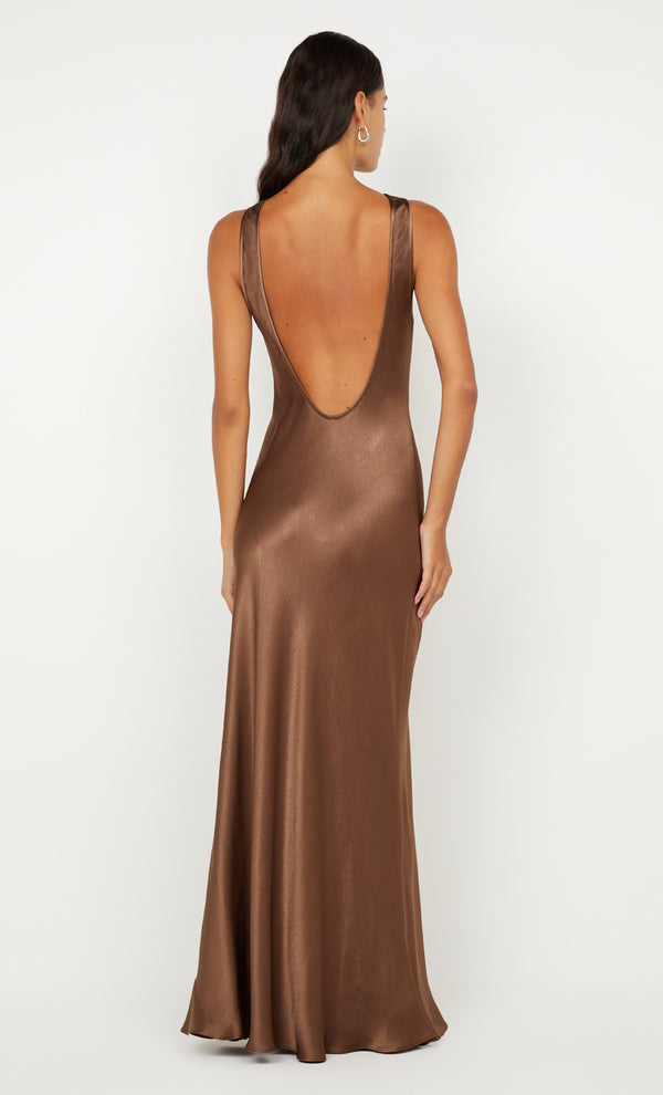 ELISIA TWIST MAXI DRESS - MILK CHOCOLATE