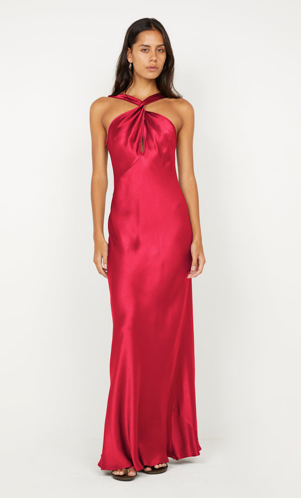 ELISIA TWIST MAXI DRESS - STRAWBERRY
