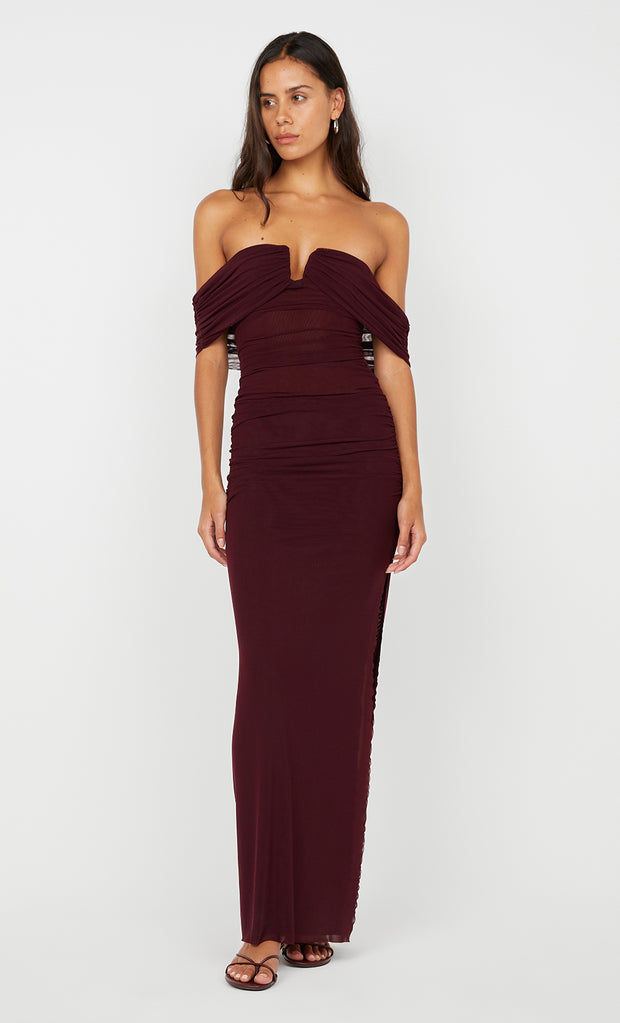 POPPY GATHERED MAXI DRESS - PLUM