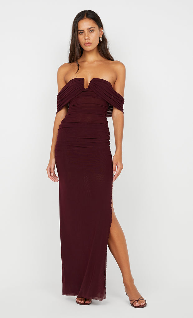 POPPY GATHERED MAXI DRESS - PLUM
