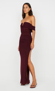 POPPY GATHERED MAXI DRESS - PLUM