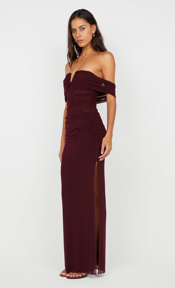 POPPY GATHERED MAXI DRESS - PLUM