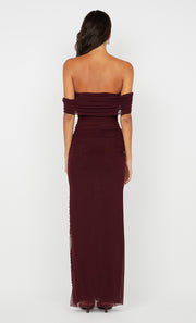 POPPY GATHERED MAXI DRESS - PLUM
