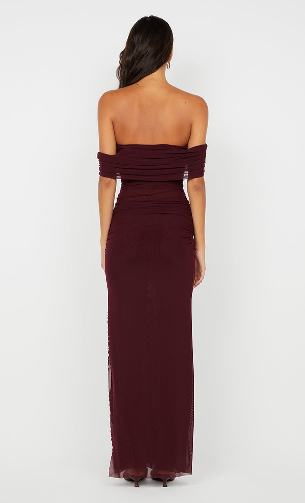 POPPY GATHERED MAXI DRESS - PLUM