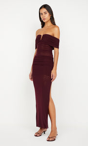 POPPY GATHERED MAXI DRESS - PLUM