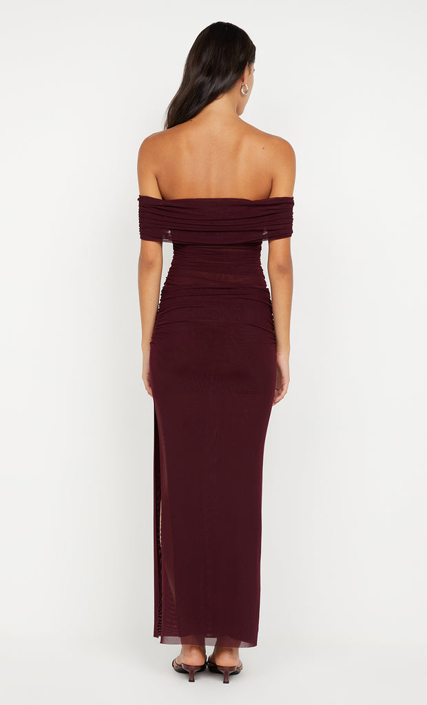 POPPY GATHERED MAXI DRESS - PLUM