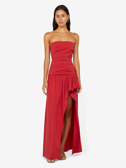 DANTE STRAPLESS MAXI DRESS - CHERRY