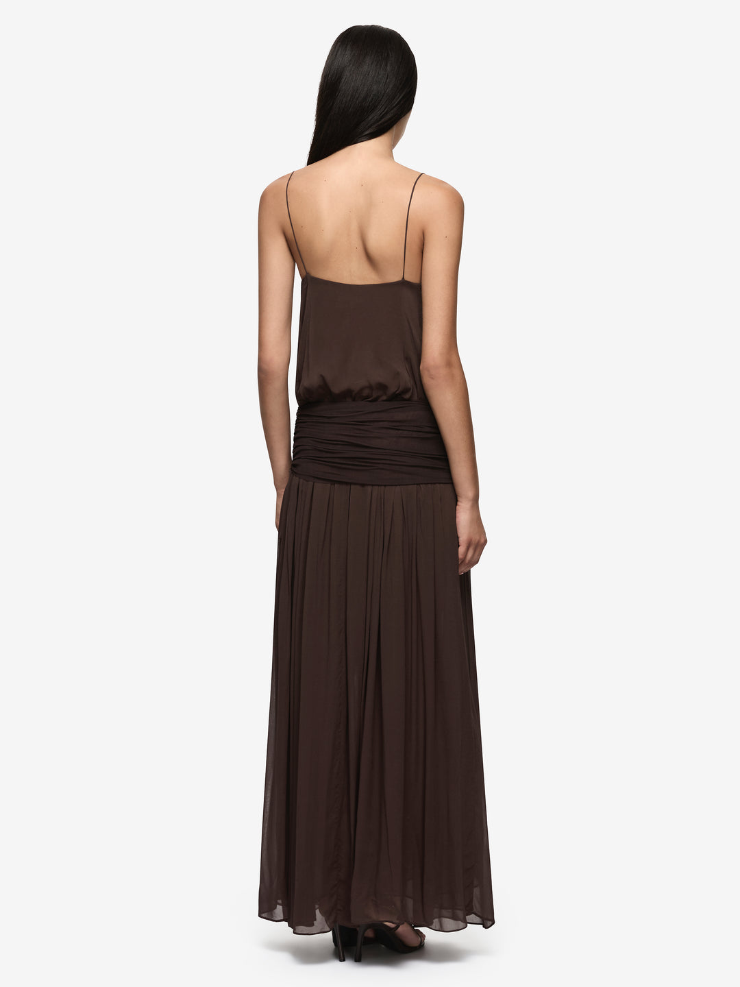 CAMILLE BLOUSON DRESS - DARK CHOCOLATE