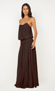 CAMILLE BLOUSON DRESS - DARK CHOCOLATE