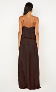 CAMILLE BLOUSON DRESS - DARK CHOCOLATE