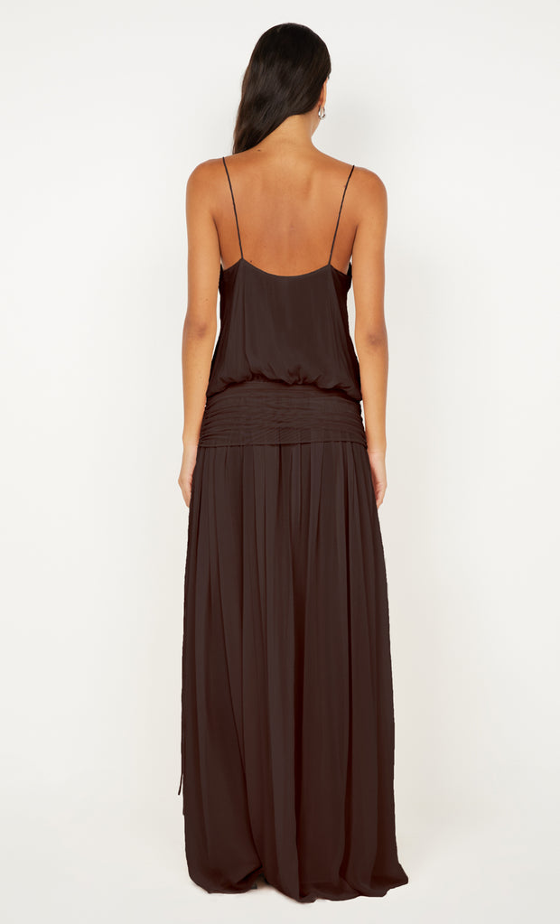 CAMILLE BLOUSON DRESS - DARK CHOCOLATE
