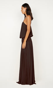 CAMILLE BLOUSON DRESS - DARK CHOCOLATE