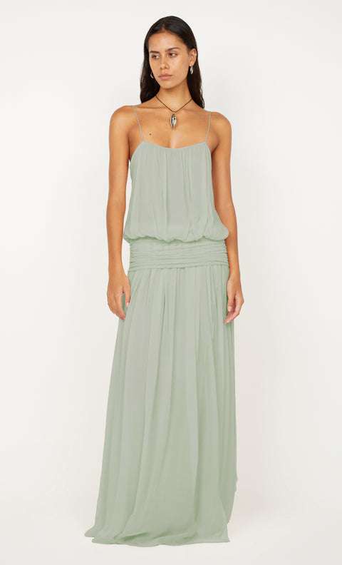 CAMILLE BLOUSON DRESS - PISTACHIO