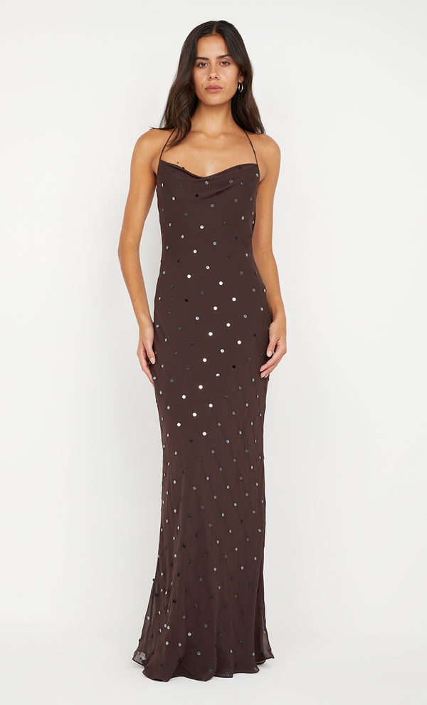 ARIELLE SLIP MAXI DRESS - DARK CHOCOLATE