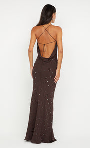 ARIELLE SLIP MAXI DRESS - DARK CHOCOLATE