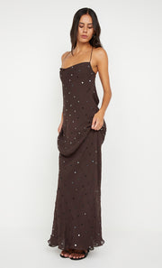 ARIELLE SLIP MAXI DRESS - DARK CHOCOLATE