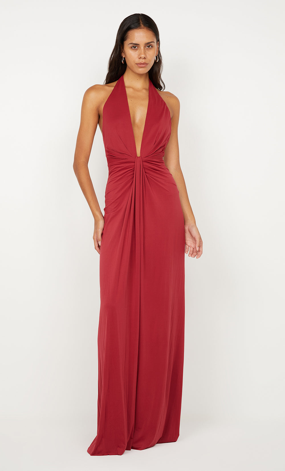 SUSIE PLUNGE MAXI DRESS - CHERRY