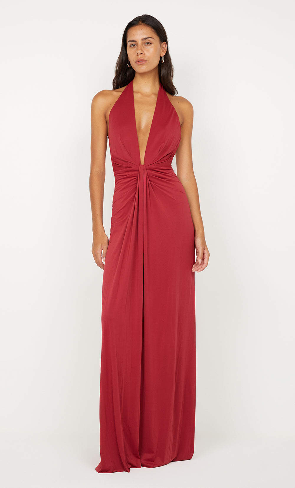 SUSIE PLUNGE MAXI DRESS - CHERRY
