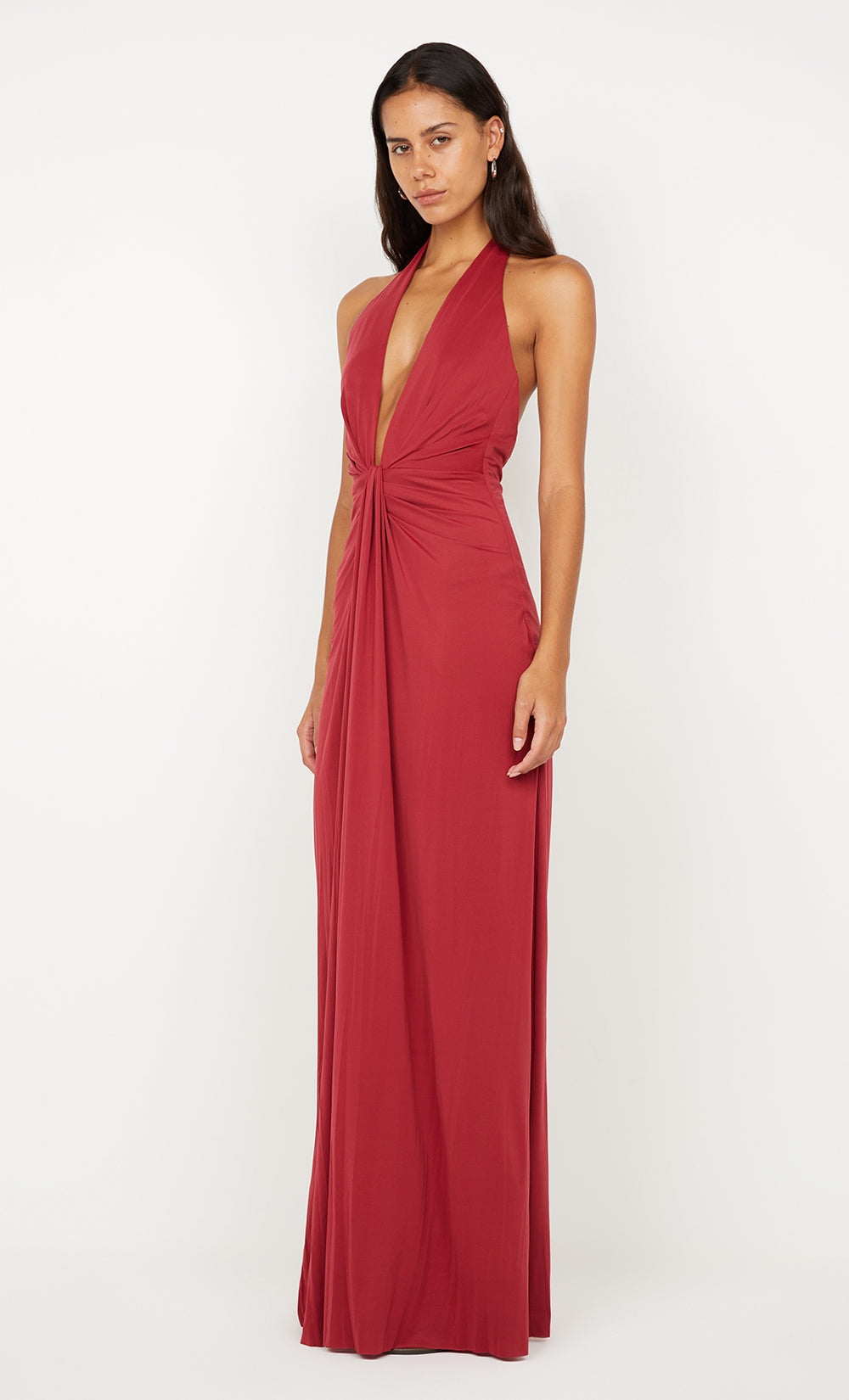 SUSIE PLUNGE MAXI DRESS - CHERRY