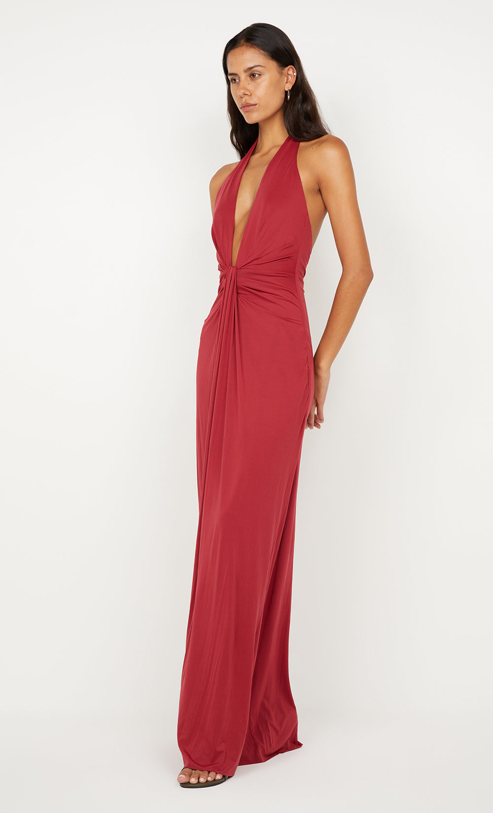 SUSIE PLUNGE MAXI DRESS - CHERRY