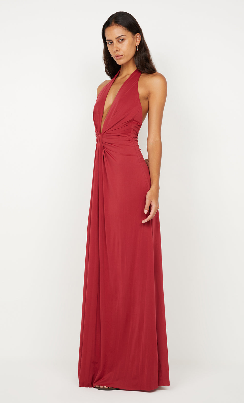 SUSIE PLUNGE MAXI DRESS - CHERRY
