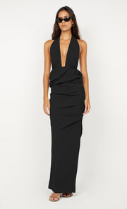 PRISCILLA BUBBLE MAXI DRESS - BLACK