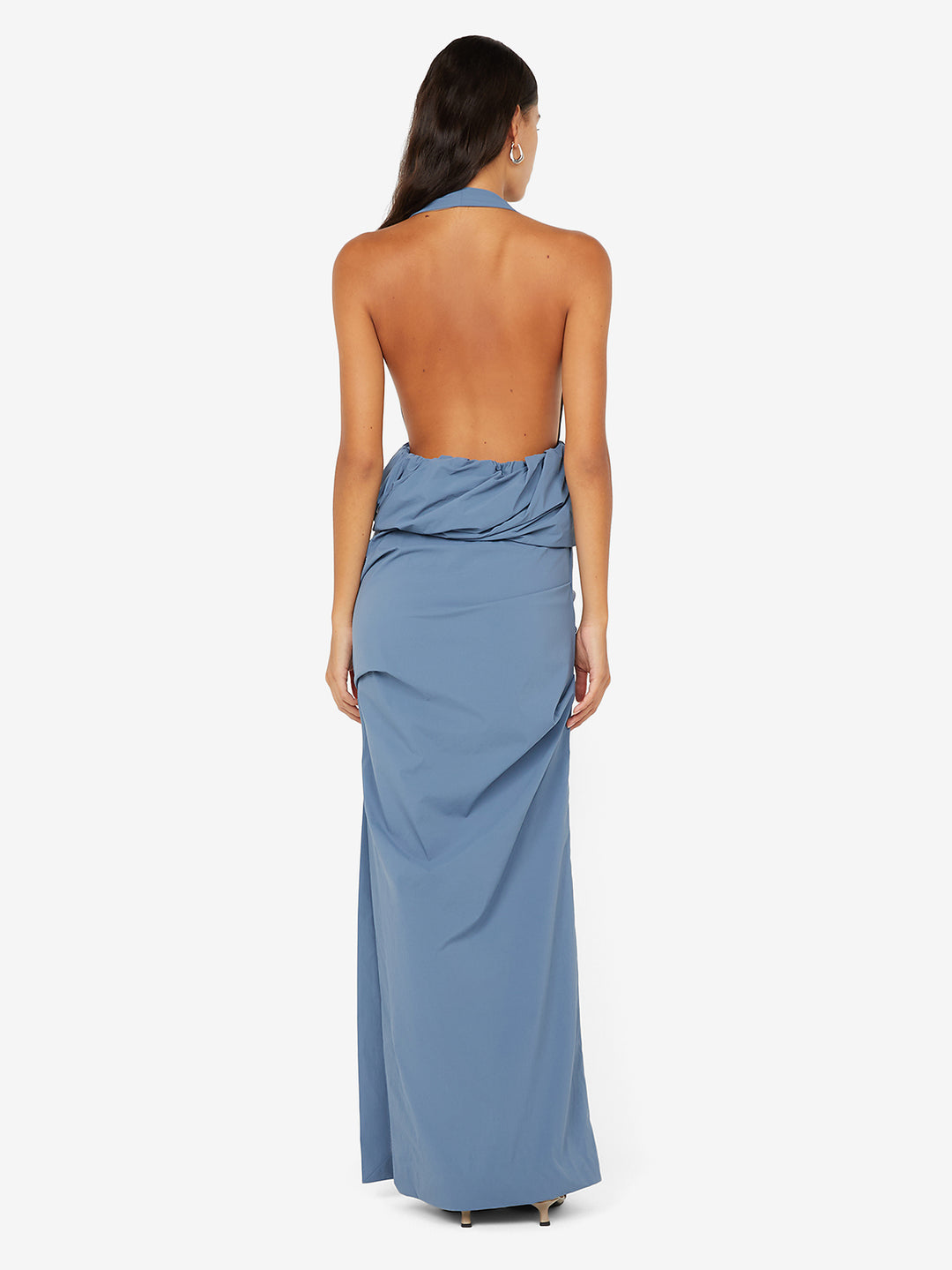 PRISCILLA BUBBLE MAXI DRESS - STEEL BLUE
