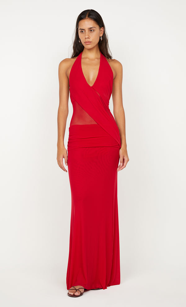 DEIJA HALTER MAXI DRESS - STRAWBERRY