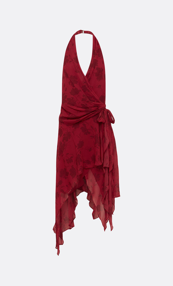 RUBY WRAP MIDI DRESS - CHERRY FLORAL