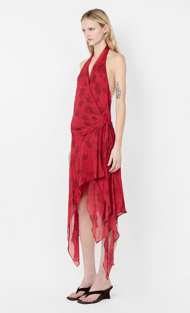 RUBY WRAP MIDI DRESS - CHERRY FLORAL