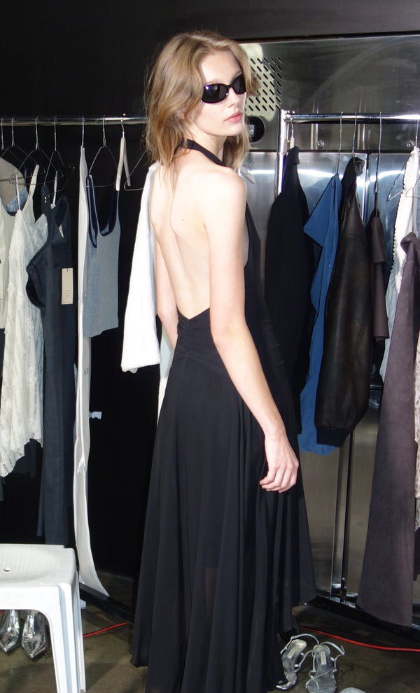 IDA WRAP MIDI DRESS - BLACK