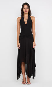 IDA WRAP MIDI DRESS - BLACK