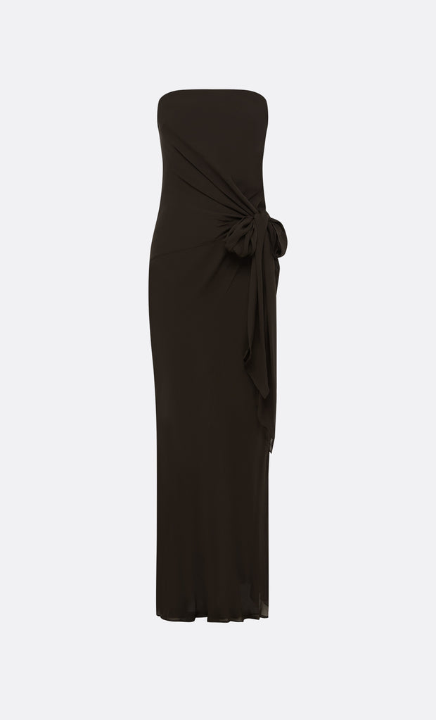 SONEVA STRAPLESS MAXI DRESS - DARK CHOCOLATE