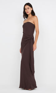 SONEVA STRAPLESS MAXI DRESS - DARK CHOCOLATE