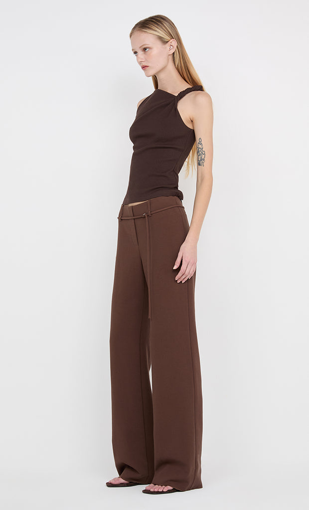 JUDE BELTED PANT  - CHOC