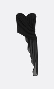 AMIAH DRAPE TOP - BLACK